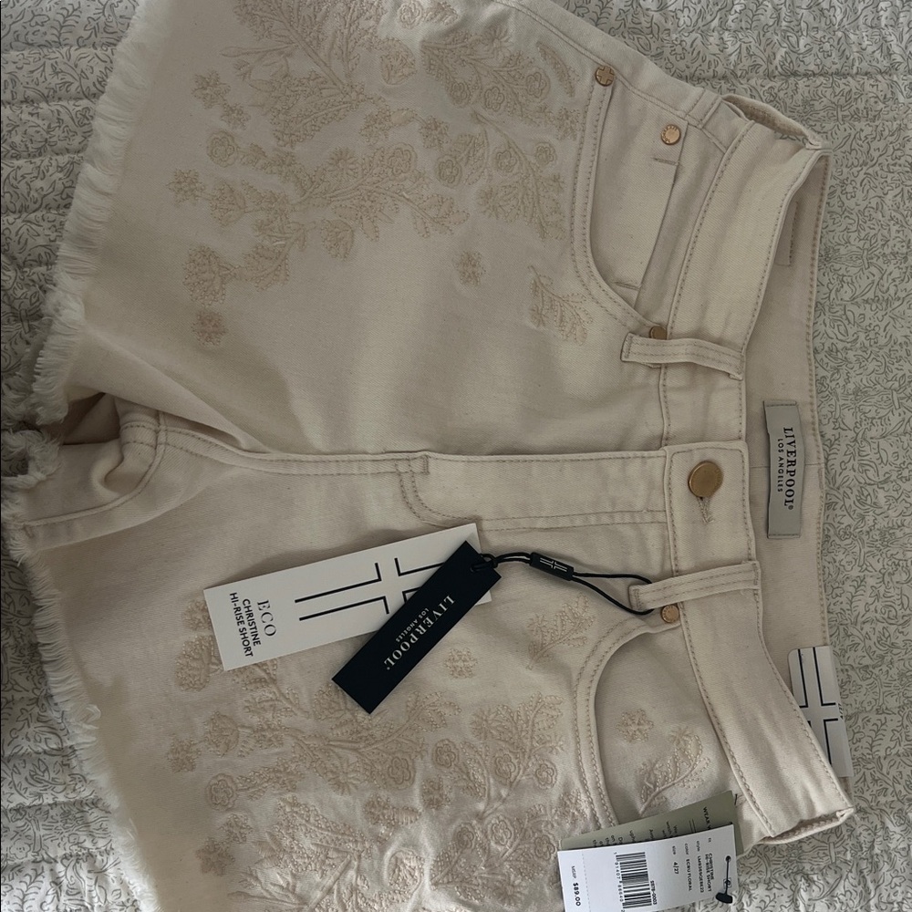 Liverpool Cream Floral Embroidered Fabric